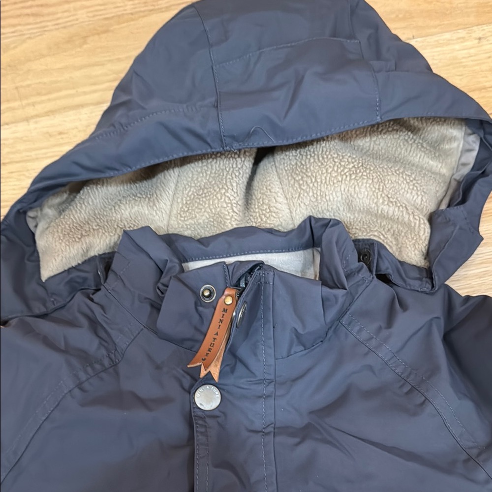 Mini A Ture Dark Gray Hooded Snowsuit with Star Patch - Picture 2 of 6